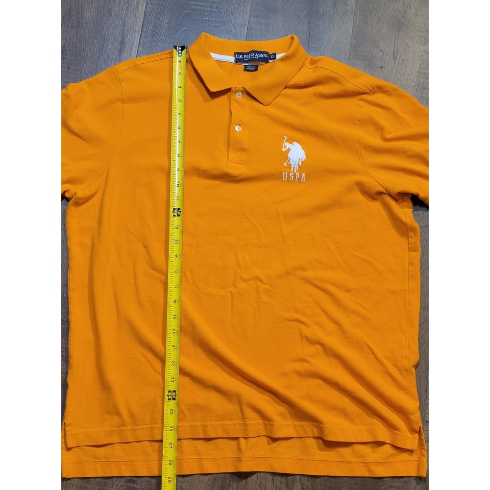 U.S. Polo Assn. XL Orange Polo Shirt Embroidered USPA Logo Number 3 Applique